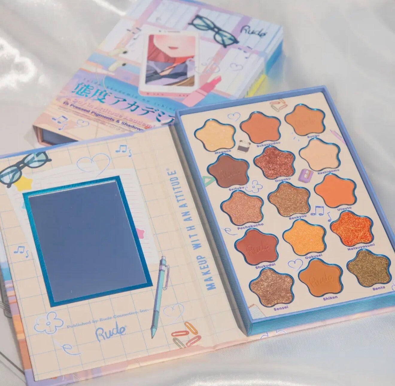Rude Cosmetics - Chibi Manga - 15 Color Oogschaduw Palette - A Day in Academia