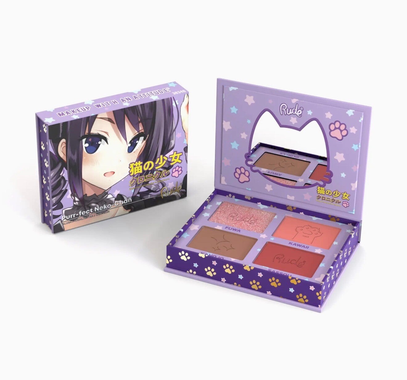Rude Cosmetics - Manga - Purr-fect Neko-Chan - Gezichts Palette - Blush/Highlighter/Contour