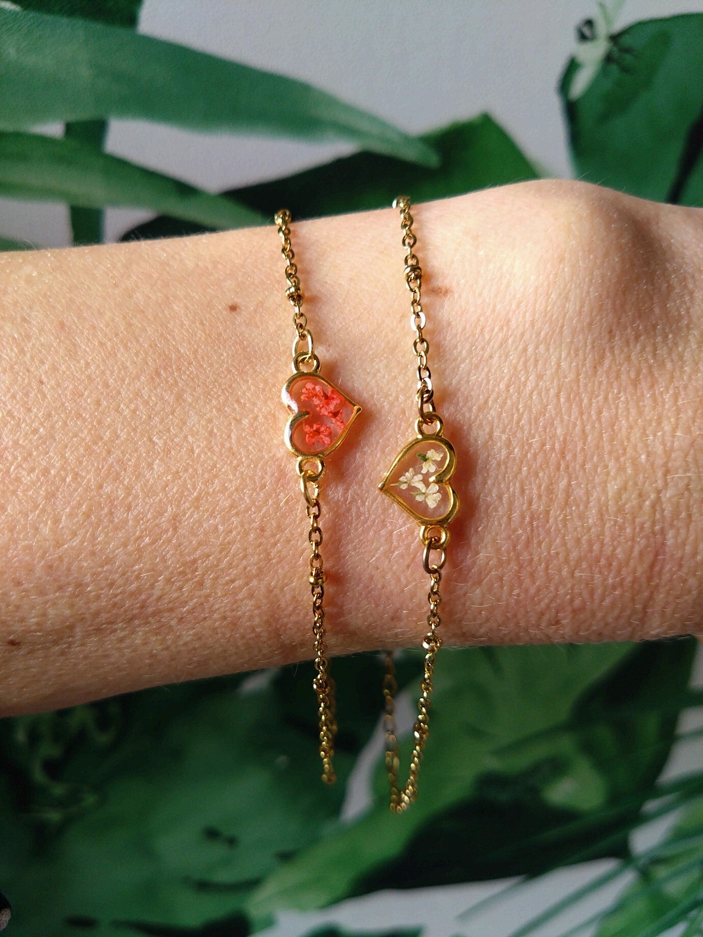 Armband gedroogde bloemen hart
