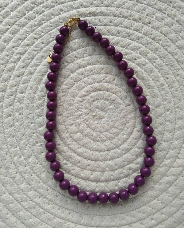 Ketting kralen donkerpaars