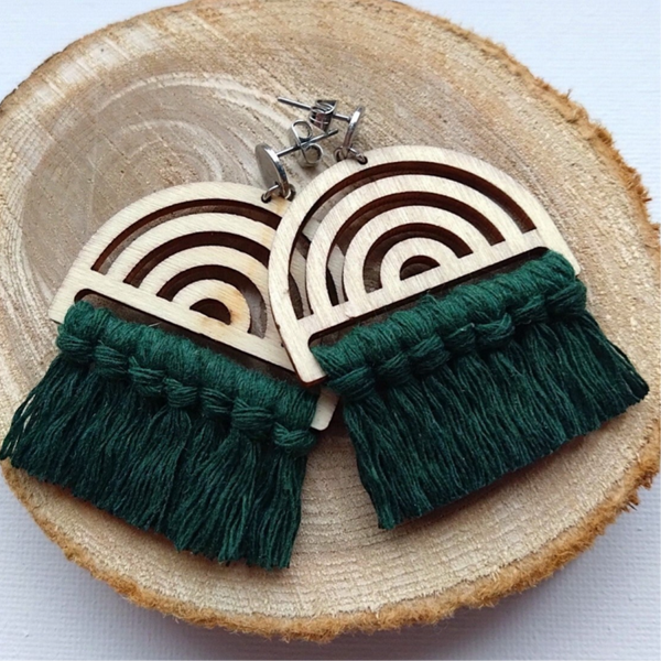 Macrame hanger donkergroen