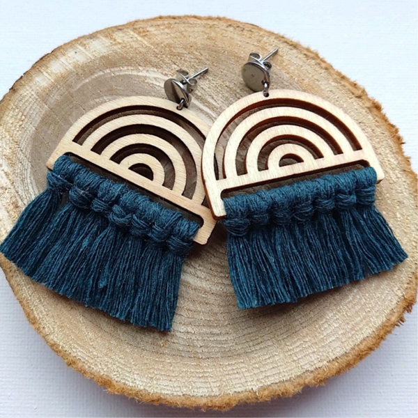 Macrame hanger petrol blauw