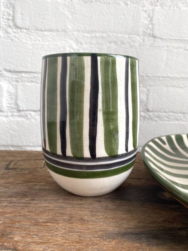 Mug green/black stripes Household Hardware