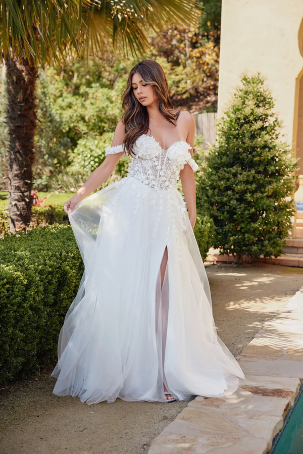 Aurora Bloom — Floral Sparkle A-Line Wedding Dress