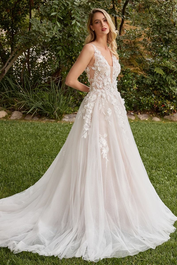 Aurielle —Floral wedding dress Sparkle A-Line Gown
