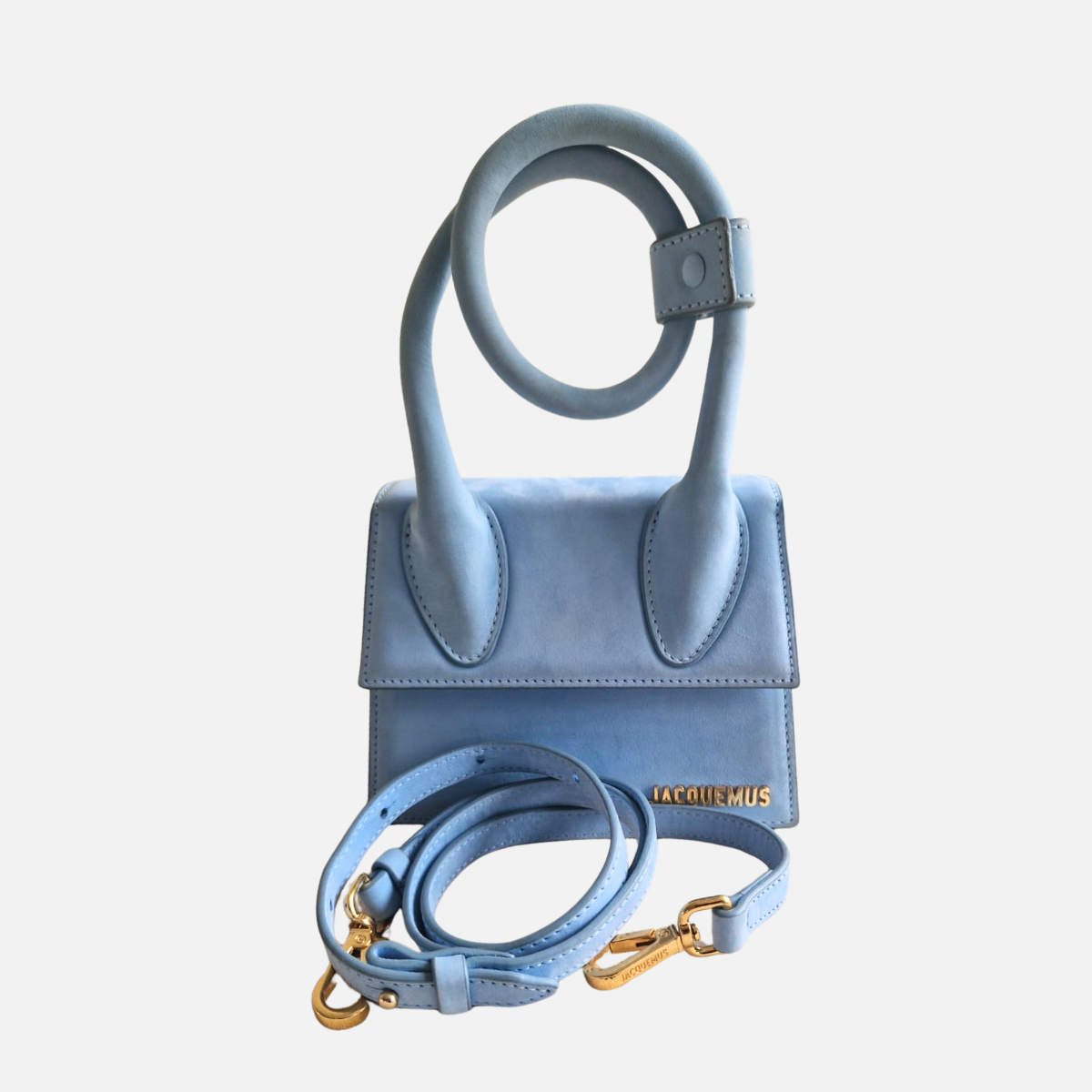 Jacquemus Le Chiquito Noeud - Licht Blauw suède