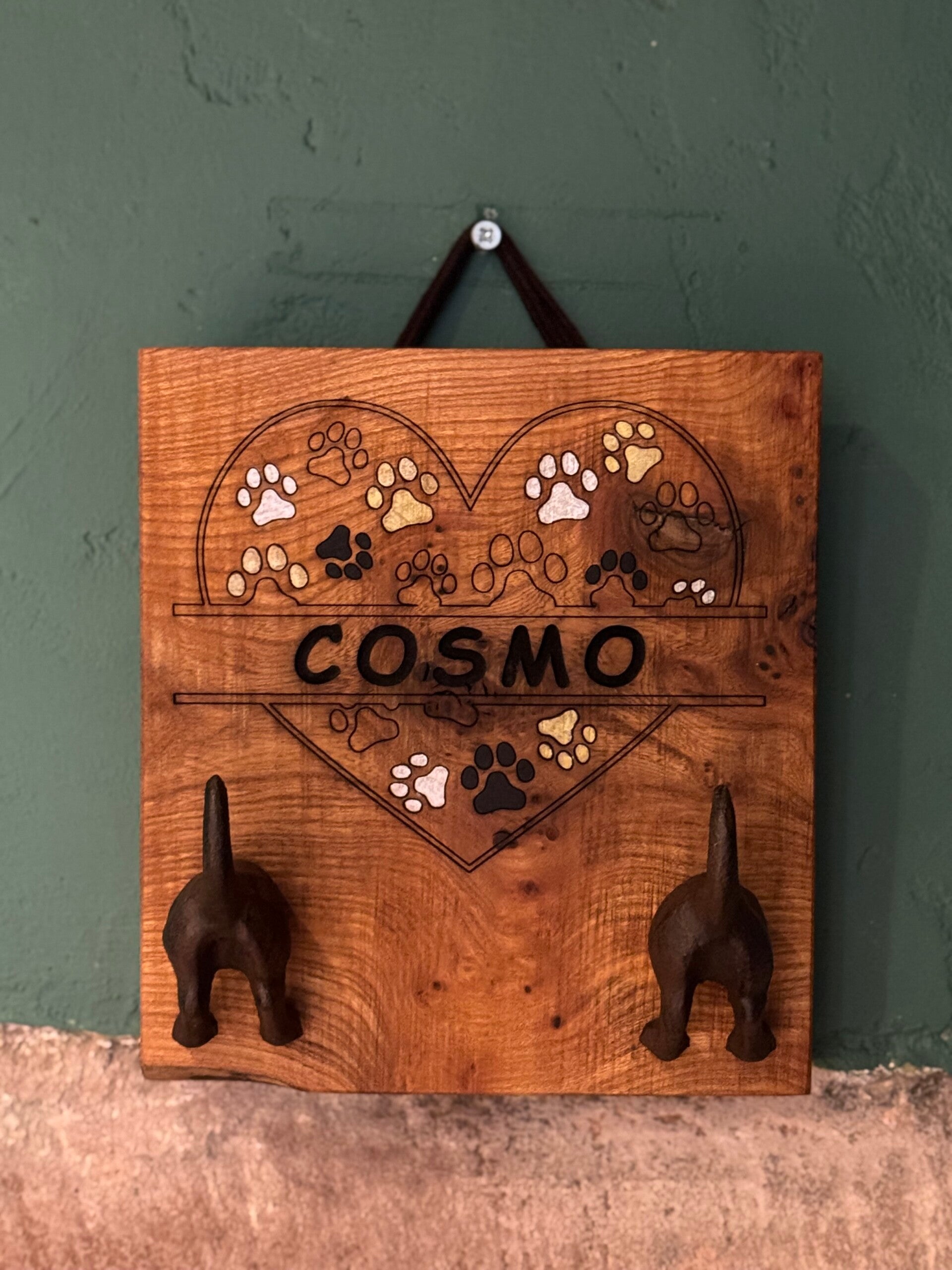 Dog lead and harness stations, can be personalised