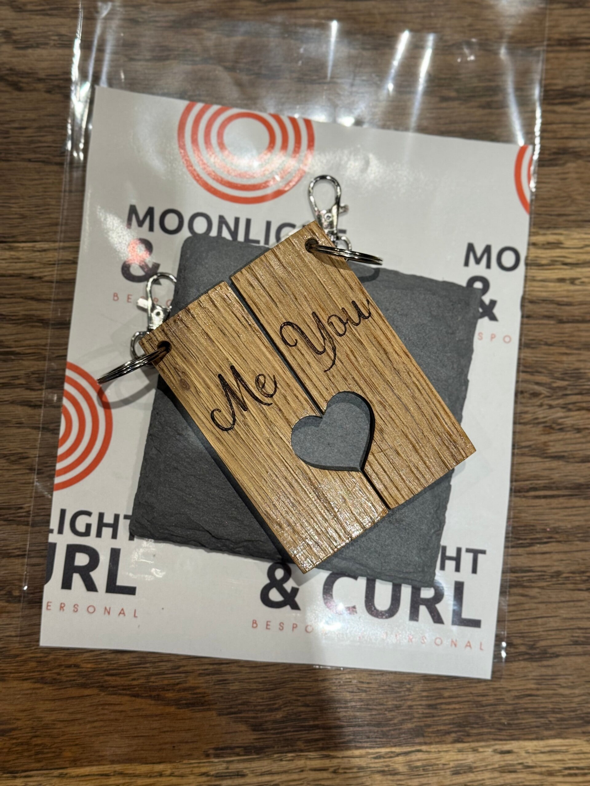 Two part Keyrings, made of hard wood