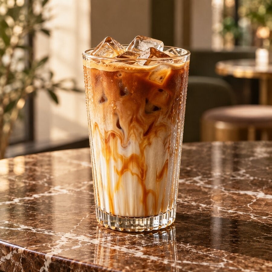 Iced caramel latte