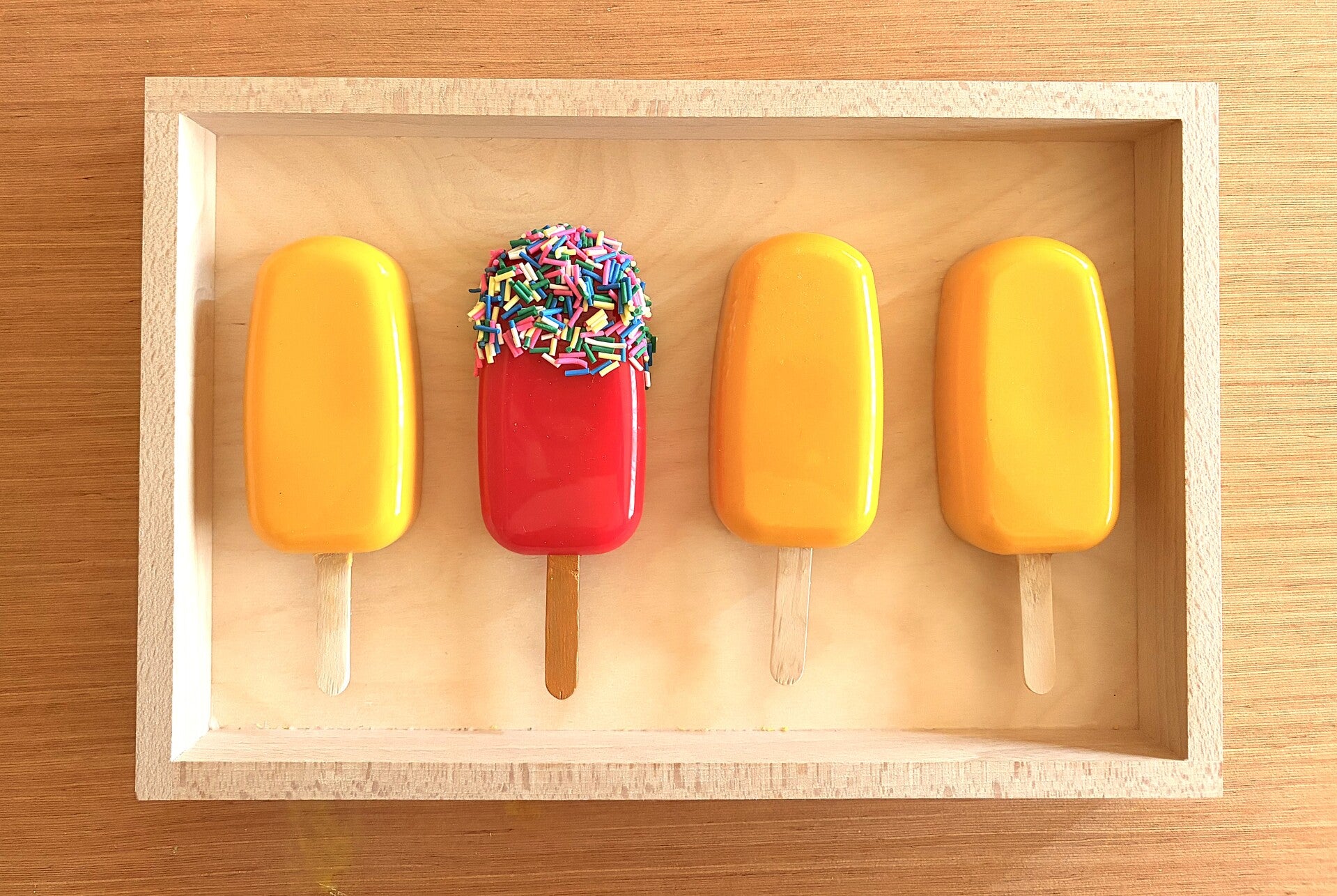 Popsicle wall art stand out yellow