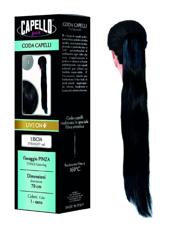 Coda Capelli Liscia Con Pinza Nero