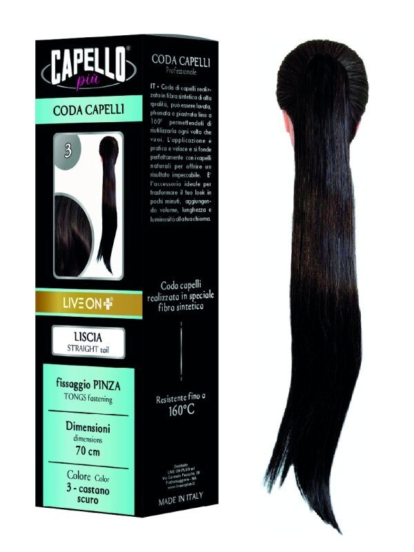 Coda Capelli Liscia Con Pinza Castano Scuro