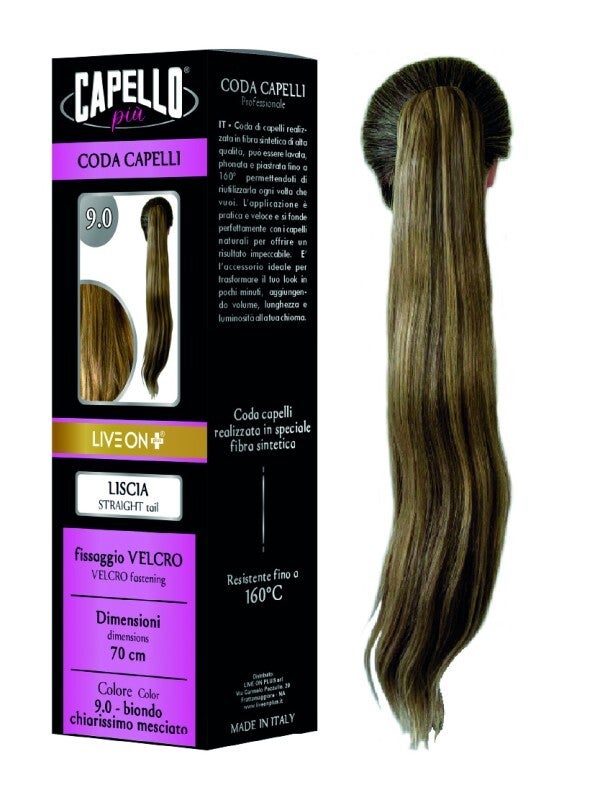 Coda Capelli Liscia Con Velcro Biondo Chiarissimo Mesciato