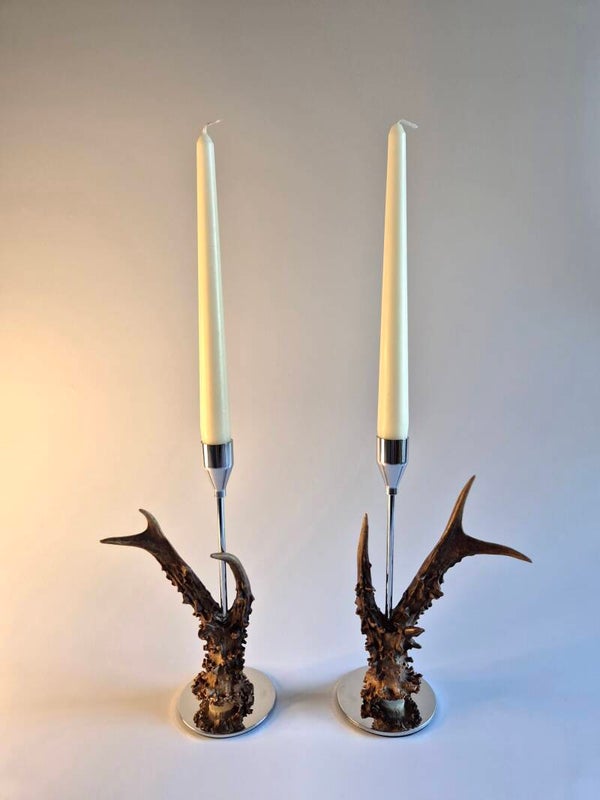 Roe Deer Antler Candlestick: A Rustic Decor Piece