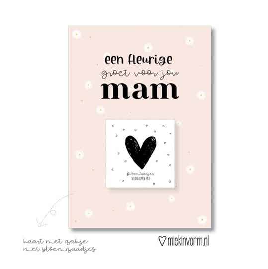 Kaart voor mama met bloemzaadjes mix