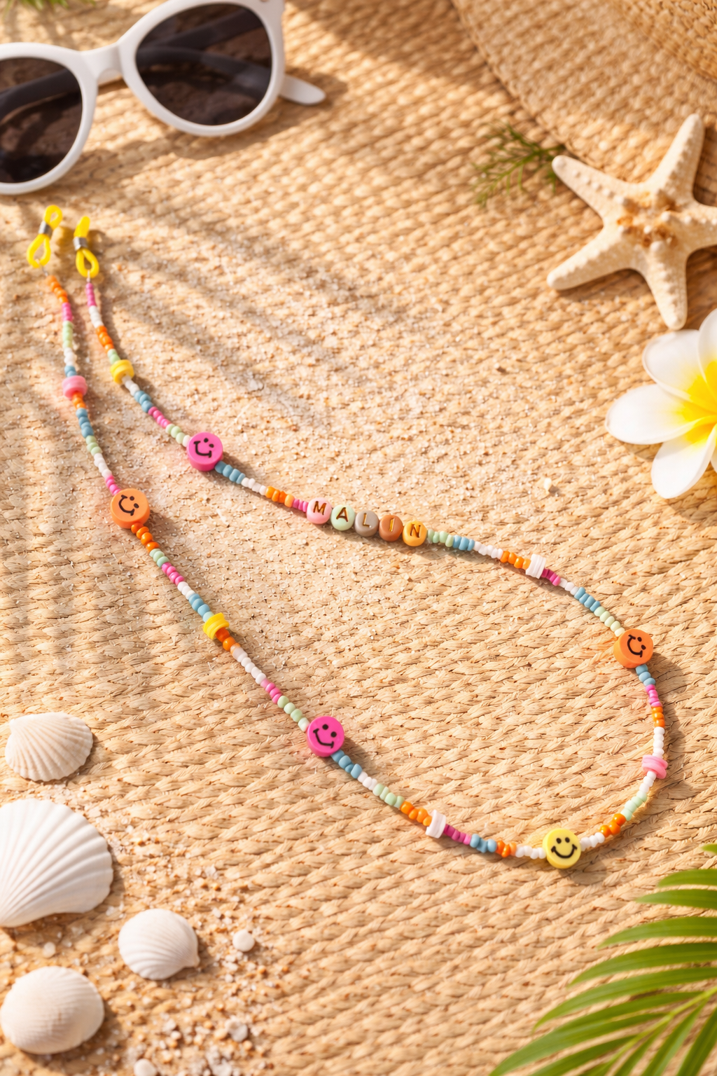 Zonnebrilkoordje Smiley met naam