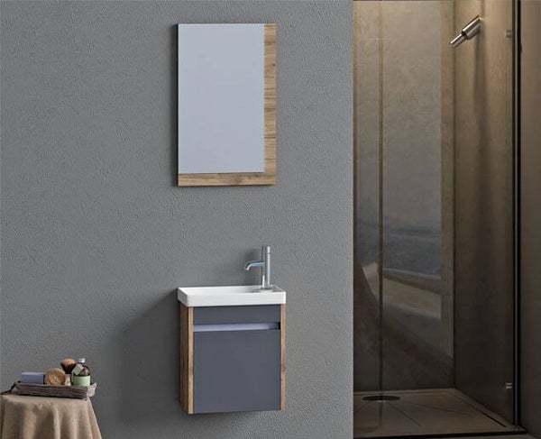 MICRA SET 40 cm Badkamermeubel (Dorado /Mat Antraciet) +Wastafel Keramiek+Spiegel