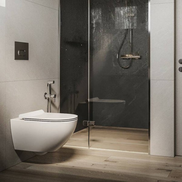 Brussel Hangend Toilet Verkort Rimfree Diepspoel Keramiek( Mat Wit)+Gratis closetzitting