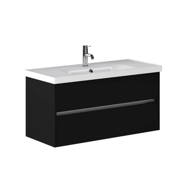 JENA 100 cm Badkamermeubel +Wastafel Keramiek/Mat Zwart