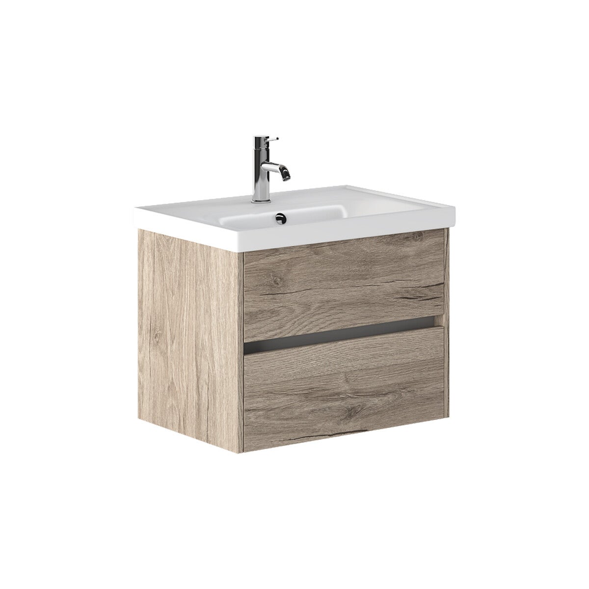 JENA 65cm Badkamermeubel +Wastafel Keramiek/ Duitse eik