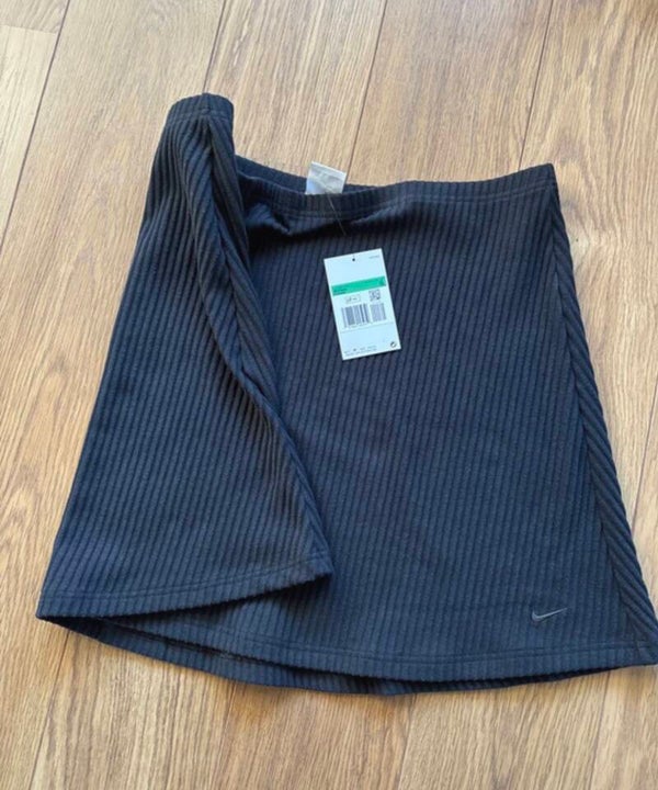 Zwarte geribbelde minirok XL