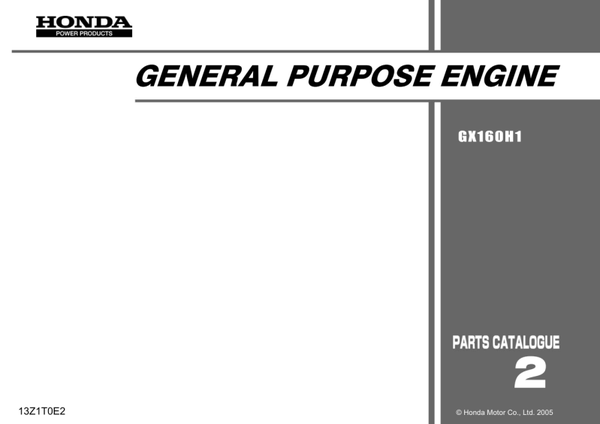 Honda GX Series GX160H1 code GCAAH Parts Manual