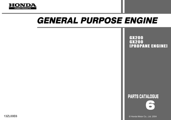 Honda GX Series GX200 code GCAE GDAB Parts Manual