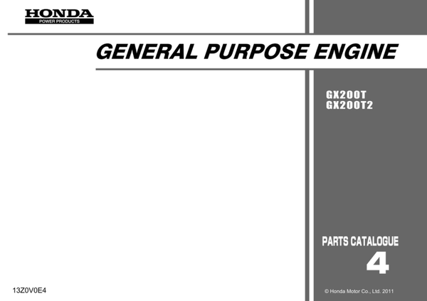 Honda GX Series GX200T T2 code GCACT GCBAT GCACB GCACN Parts Manual