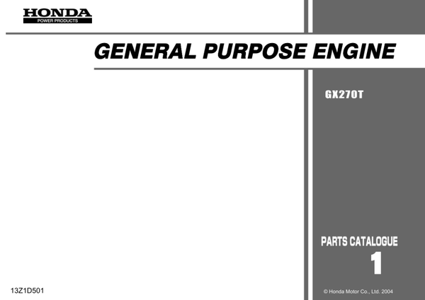 Honda GX Series GX270T code GCADT Parts Manual