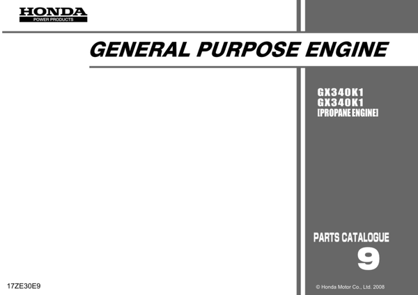 Honda GX Series GX340K1 code GC05 GDAE Parts Manual