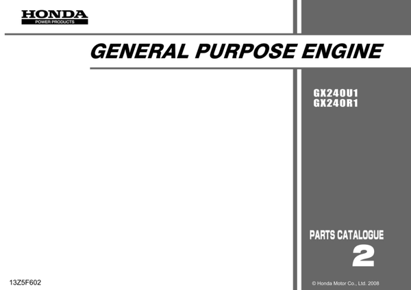 Honda GX Series GX340U1 240R1 code GCAKK Parts Manual