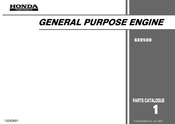 Honda GXV Series GXV50U code GJAAK Parts Manual