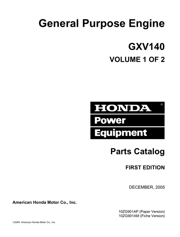 Honda GXV Series GXV140 code GJAB Parts Manual