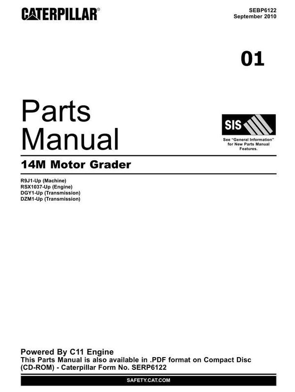 ++01 Caterpillar 14M Motor Grader Parts Manual 1011 pages