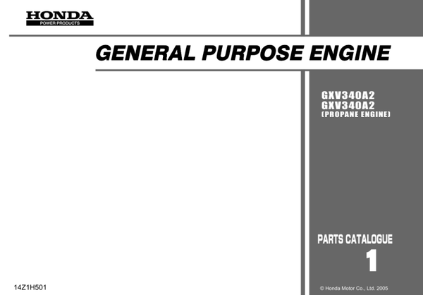 Honda GXV Series GXV340A2 code GJADA GEAAA Parts Manual