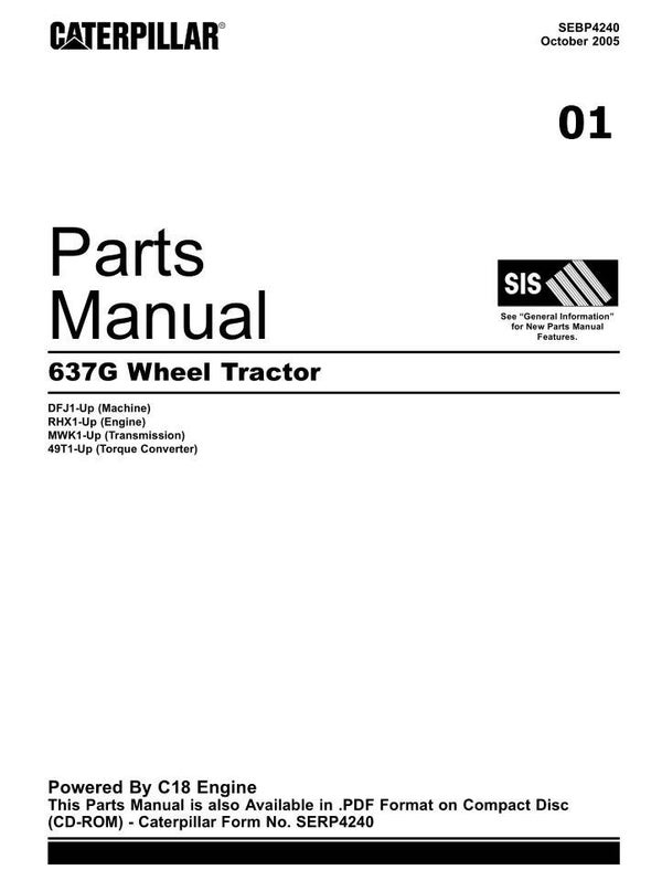 ++01 Caterpillar 637G Wheel Tractor Parts Manual 765 pages