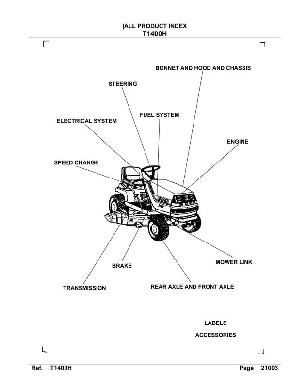 Kubota-Garden Tractor T1400H Parts Manual