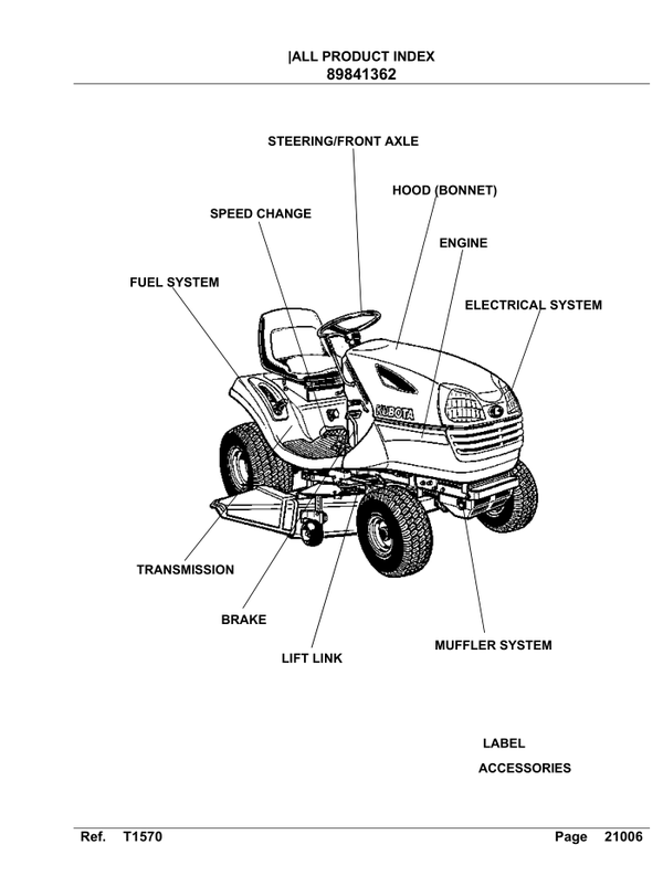 Kubota-Garden Tractor T1570 Parts Manual