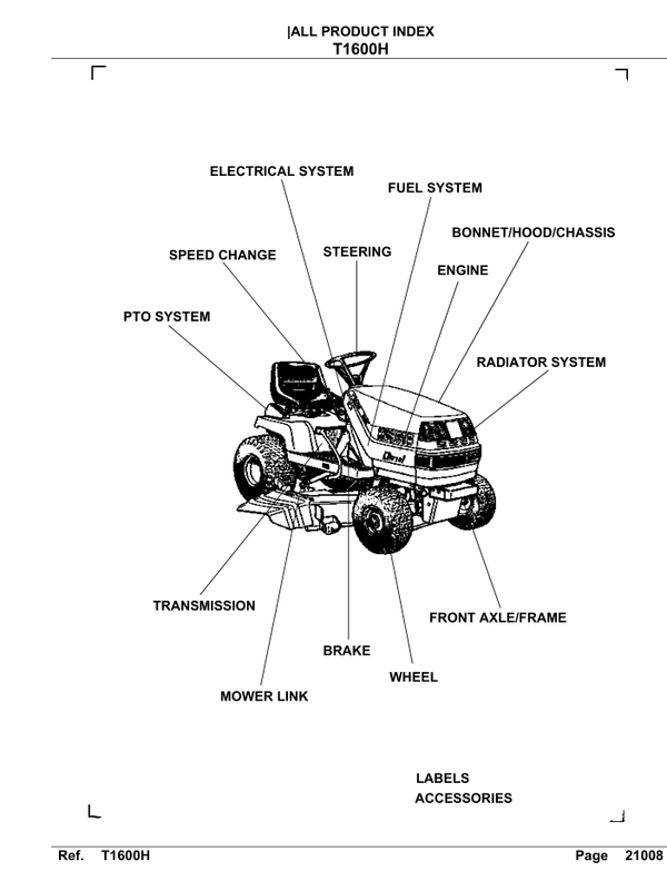 Kubota-Garden Tractor T1600H Parts Manual