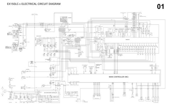 ^ 01 Hitachi EX 150LC-5 , EX 160LC-5 Electrical & Hydraulic Diagrams 6 pages