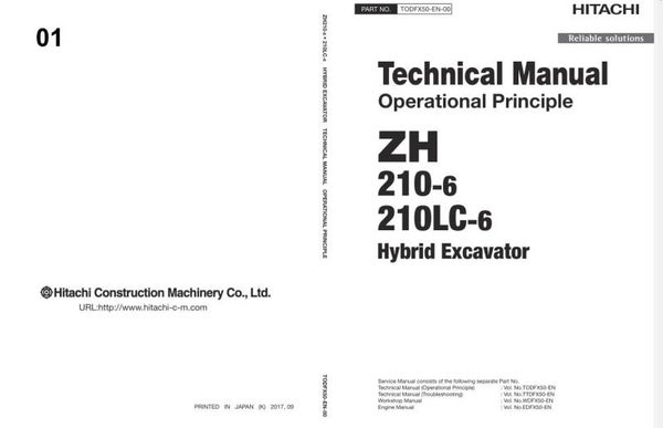 !! 01 Hitachi ZH210-6 ZH210LC-6 Hybrid Excavator Technical Manual Operational Principles 534 pages
