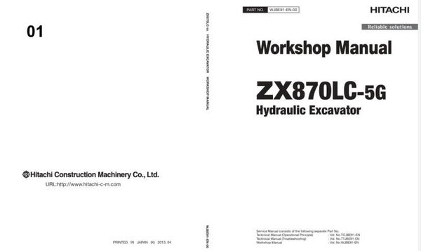 *+ 01 Hitachi ZX870LC-5G Workshop Manual 997 pages