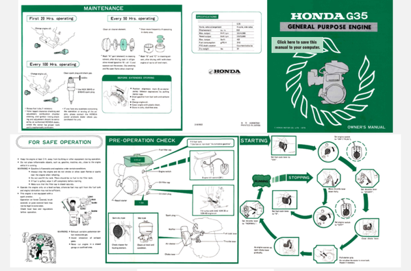 Honda G Series Engines Owners Service Manuals FULL SET