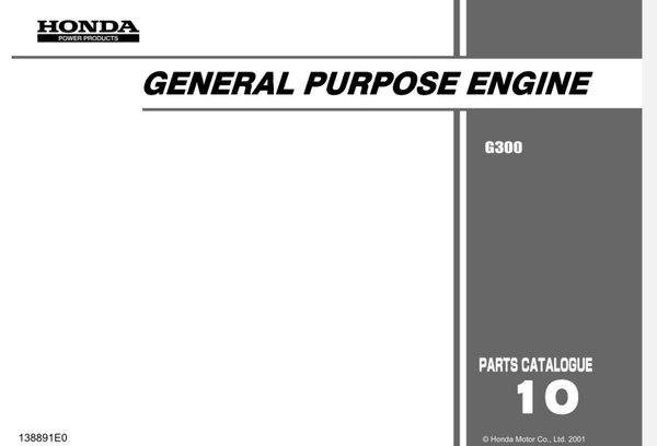 Honda G 300 Series Engines Parts Manual3