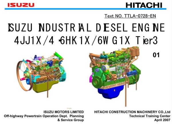 IE 01 Hitachi ZX-3 Series Isuzu 4JJ1X, 6HK1X, 6WG1X Engine Training Manual 141 pages