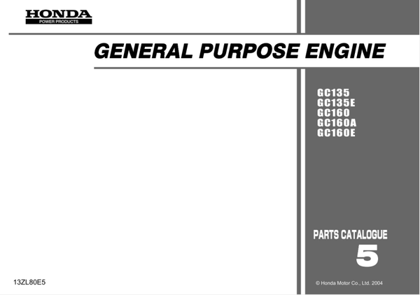 Honda GC Series - Code GCAJ GCAH GCAHA GCAAE GCABE Engines Parts Manual
