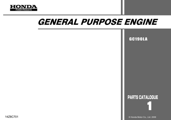 Honda GC Series -GC190LA code GCAAA Engines Parts Manual