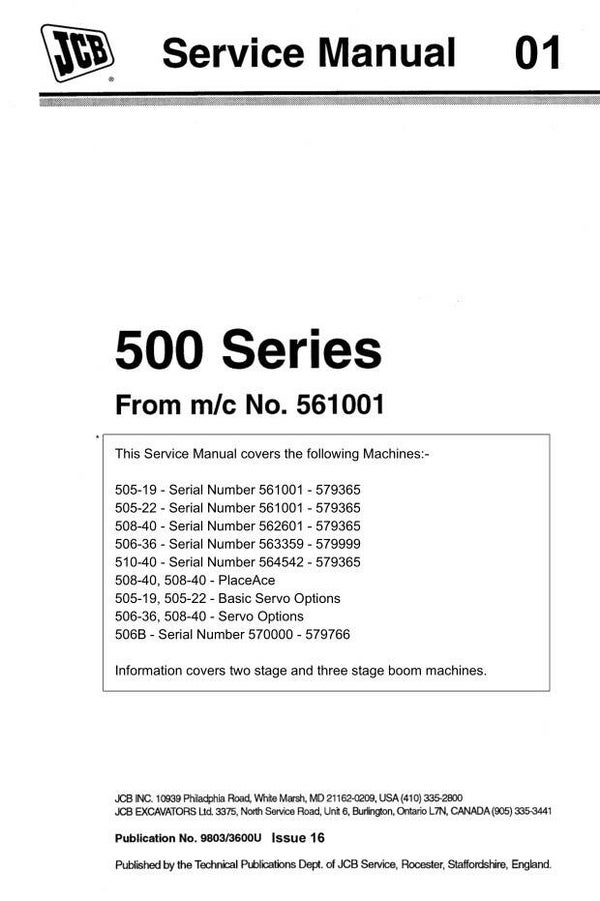 BH 01 JCB 500 Series Loadall Service Repair Manual 700 pages