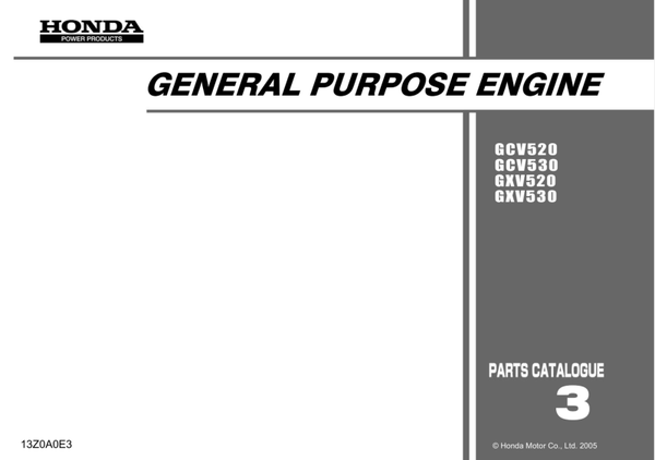 Honda GCV Series -GCV520 530 GXV520 530 code GJAKM GJANM GJAJM GJAMM GJAPM GJARM Parts Manual