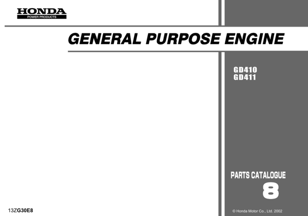 Honda GD Series -GD410 411 code GPA GPAC Parts Manual